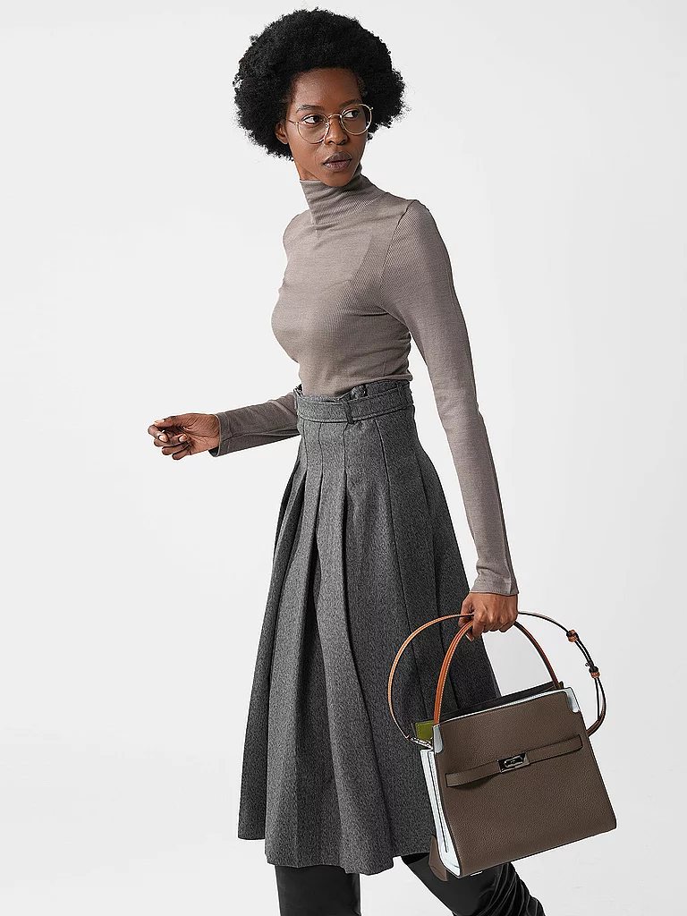 Tory Burch Ledertasche - Henkeltasche Double Bag Lee Radziwill Small Grau-image